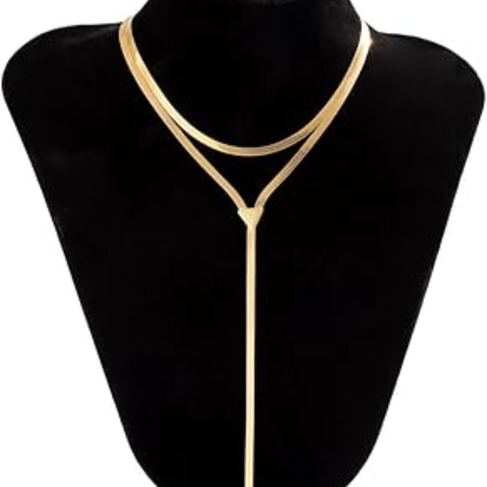 Stunning Gold Choker Necklace Dangle Necklace Prom Wedding‎ Party - Picture 2 of 4